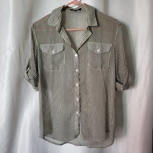 Sheer Striped Button Up